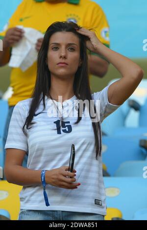 French players wives and girlfriends, here Ludivine Sagna, watch from the stands Soccer World Cup 2014 First round Group E match France vs Ecuador at the Maracana Stadium, Rio de Janeiro, Brazil on June 25th 2014. The game ended in a 0-0 draw. Photo by Henri Szwarc/ABACAPRESS.COM Stock Photo