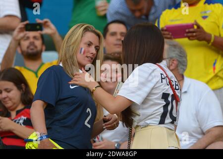 French players wives and girlfriends, Ludivine Debuchy and Paul Pogba girlfriend, watch from the stands Soccer World Cup 2014 First round Group E match France vs Ecuador at the Maracana Stadium, Rio de Janeiro, Brazil on June 25th 2014. The game ended in a 0-0 draw. Photo by Henri Szwarc/ABACAPRESS.COM Stock Photo
