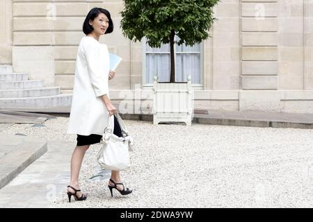 French Junior minister for small and medium enterprises, Innovations and Digital Economy Fleur Pellerin leaves the weekly cabinet meeting at the Elysee presidential Palace, on june 25, 2014. Photo by Stephane Lemouton/ABACAPRESS.COM Stock Photo
