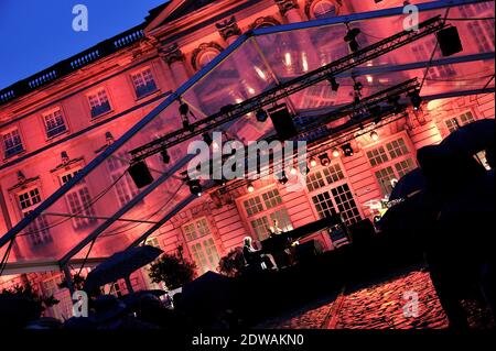 French musician and composer Michel Legrand performs live on stage at the Imperial Palace of Compiegne during the third 'Palais en Jazz' Festival, on June 28, 2014 in Compiegne, France. Photo by Edouard Bernaux/ABACAPRESS.COM Stock Photo