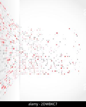 Abstract vector image with moving colorful square dots as a concept of technical connection. Stock Vector