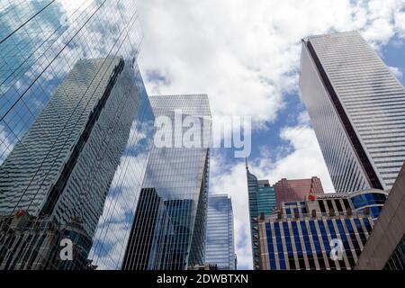Looking up office buildings at financial district in downtown Toronto. Stock Photo