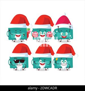 Santa Claus emoticons with mini lugage cartoon character. Vector illustration Stock Vector