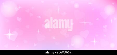 Love abstract background with hearts and bokeh lights. Light pink gradient background.  Stock Vector