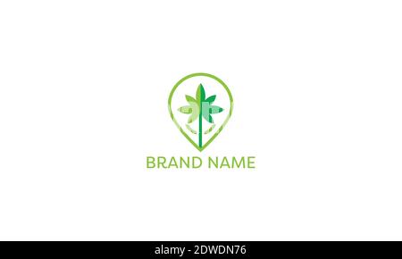 Water drop cannabis logo design and vector template Stock Vector