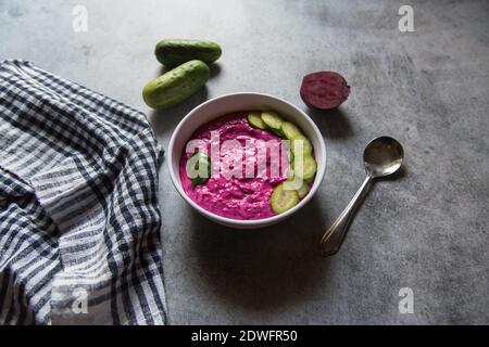 Beetroot dip in a bowl Stock Photo