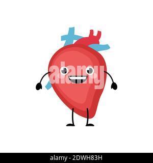 Happy smiling cute bladder organ character in a flat cartoon style. Stock Vector