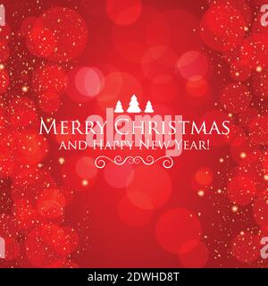 Panoramic red bokeh Christmas background with holiday elements - Vector ...