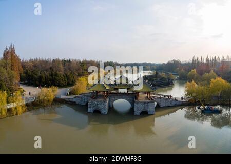 Tourists visit the Slender West Lake scenic area in Yangzhou, east ...