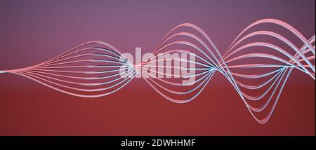Abstract elegant, modern, twisted 3D object with lines and flowing curves curvature wave shaped, design background, cgi illustration, rendering Stock Photo