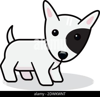 Baby Bull Terrier isolated vector illustration for Dog Day on August 26. Cute puppy color symbol on white background. Stock Vector