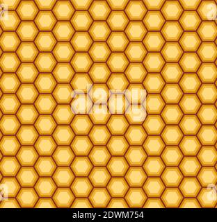 Orange vector seamless honey combs pattern. Honeycomb texture Stock Vector