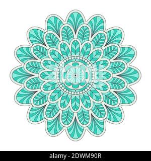 Mandala vector. A symmetrical round green monochrome ornament. Stock Vector