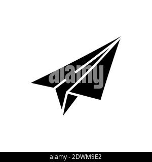 Sending message icon in flat. Paper plane symbol isolated on white background. Simple black mail abstract icon. Vector illustration for graphic design Stock Vector
