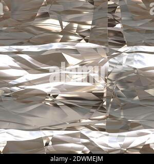 Seamless texture of crumpled metalllic foil as background. Tileable texture of crumpled metallic foil Stock Photo