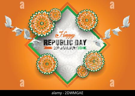 26th January India republic Day template. vector illustration design Stock Vector