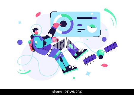 The astronaut guy flies in zero gravity Stock Vector