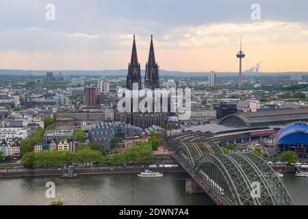 Aerial panoramic view of Cologne, Germany Stock Photo