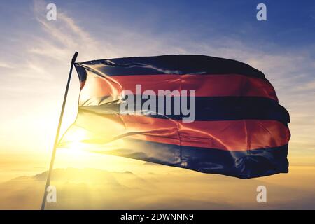Scherpenheuvel-Zichem of Flemish Brabant of Belgium flag waving on the top Stock Photo