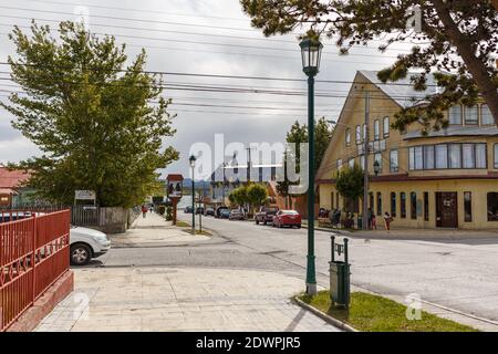 Empty streets in Puerto Natales, Patagonia, Chile Stock Photo