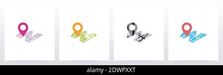 Location Pin On Letter Logo Design W Stock Vector