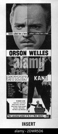 ORSON WELLES as Charles Foster Kane RUTH WARRICK and RAY COLLINS in CITIZEN KANE 1941 / 1956 director ORSON WELLES screenplay Herman J. Mankiewicz and Orson Welles music Bernard Herrmann Mercury Productions / RKO Radio Pictures Stock Photo