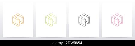 Cubic Wireframe Letter Logo Design C Stock Vector