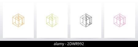 Cubic Wireframe Letter Logo Design G Stock Vector