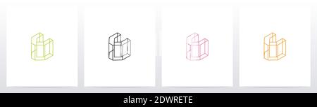 Cubic Wireframe Letter Logo Design V Stock Vector