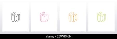 Cubic Wireframe Letter Logo Design Y Stock Vector