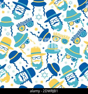 Jewish rabbi pattern seamless flat style for web vector illustration Stock Vector