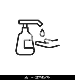 Antibacterial soap and hand color line icon. Isolated vector element. Stock Vector