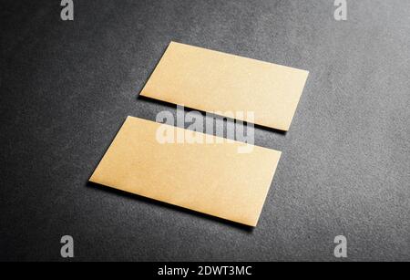 Set of golden business cards. Blank business cards for company style. Stock Photo