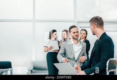 two business people discussing options for solving a new project . photo with copy space Stock Photo