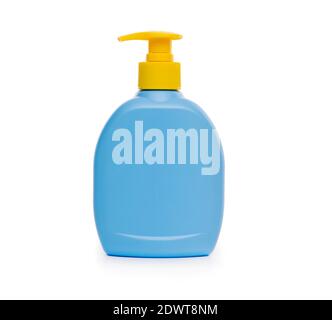 Plastic bottle for liquid soap isolated on white background Stock Photo