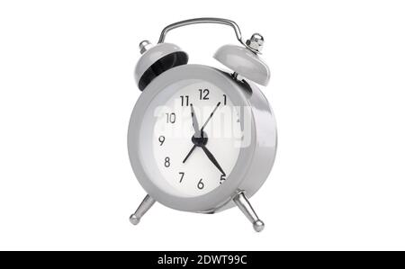 Retro analog table alarm clock isolated on white background Stock Photo