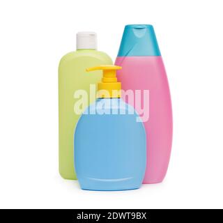 Set of body care bottles isolated on white background Stock Photo
