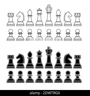 Black and white chess set on white Stock Vector