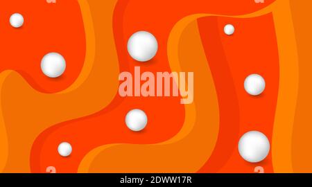 3d ball wavy orange background. waves and balls. Vector illustration in paper cut style. Elegant decoration. Modern design posters, flyers, wallpapers Stock Vector