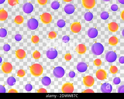 Christmas Balls on a transparent background. Seamless pattern. Christmas ornaments for greeting cards, wrapping paper and banners. Xmas greeting card Stock Vector