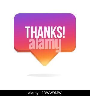 Thanks Notification Gradient Bubble. Social Media Pop Up Banner. Vector Illustration Stock Vector