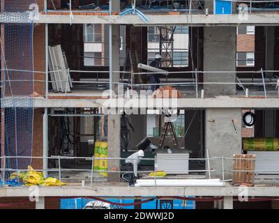 November, 16 2020, in Madrid, Spain, Workers working in construction during the pandemic Stock Photo