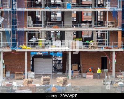 November, 16 2020, in Madrid, Spain, Workers working in construction during the pandemic Stock Photo