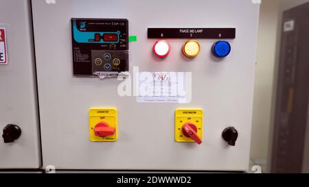 Rawang,Selangor, Malaysia, 23rd December 2020- Electrical control panel in a data center / Control panel Stock Photo