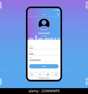 My Profile Screen. Account information Interface. Mobile Application. Vector illustration Stock Vector
