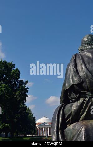 Statue of Homer on The Lawn facing The Rotunda, University of Virginia, VA, USA Stock Photo