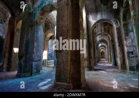 Inside the Piscina Mirabilis, an ancient Roman cistern. Bacoli, Campi Flegrei (Phlegraean Fields), Naples, Campania, Italy Stock Photo
