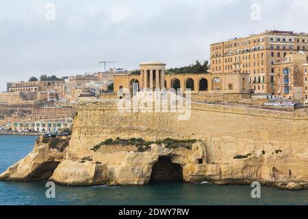 Valletta city skyline with old fortification walls, Malta Stock Photo