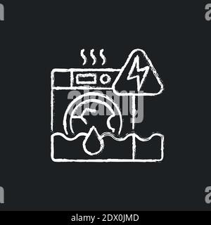 Household appliances malfunction chalk white icon on black background Stock Vector