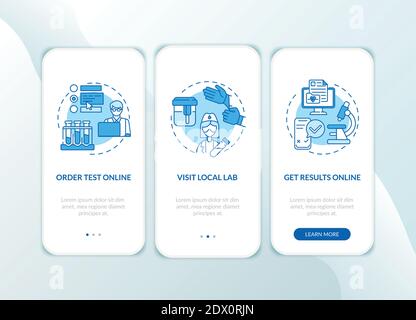 Lab Test Ordering Steps Onboarding Mobile App Page Screen With Concepts 